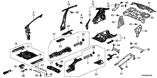 2013 Honda Civic Separator, L. RR. Wheel Arch Diagram for 64723-TR0-A01