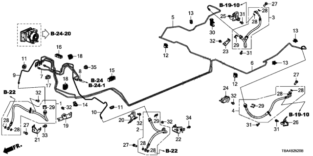 2016 Honda Civic Pipe X Comp,Brake Diagram for 46377-TBA-A02