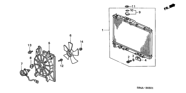 2002 Honda Accord 4 Door LX (V6) KA 4AT Radiator (V6) Diagram