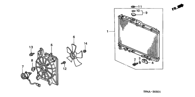 2002 Honda Accord Radiator (V6) Diagram