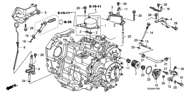 2007 Honda Accord AT Oil Level Gauge - ATF Pipe (V6) Diagram