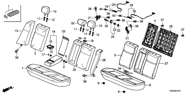 2013 Honda Civic 4 Door SI KA 6MT Rear Seat (Fall Down Separately) Diagram