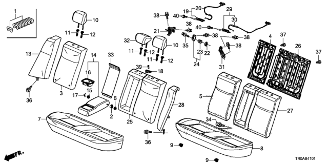 2013 Honda Civic Cover, Left Rear Seat-Back Trim (Warm Gray) Diagram for 82521-TR6-L41ZB