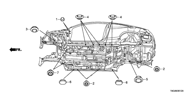 2016 Honda Civic Grommet (Lower) Diagram