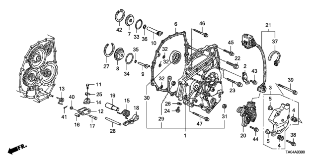 2010 Honda Accord 4 Door EX KA 5AT AT Left Side Cover (L4) Diagram
