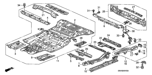 2008 Honda Pilot Floor Panels Diagram