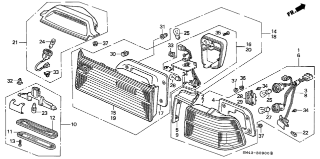 1990 Honda Accord Wire, L. Diagram for 33552-SM4-A01