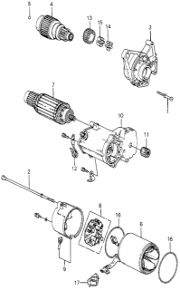 1983 Honda Accord Starter Motor Components (Denso) Diagram