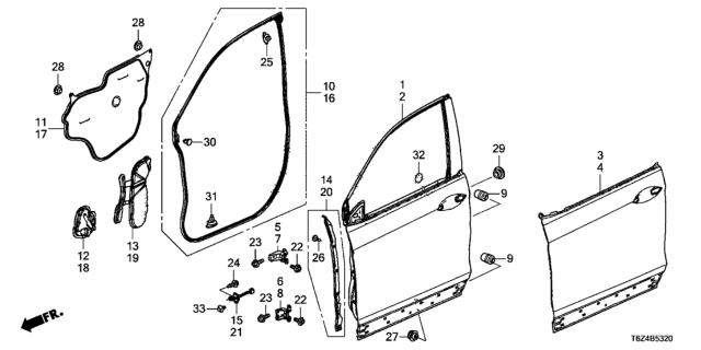 2019 Honda Ridgeline Front Door Panels Diagram