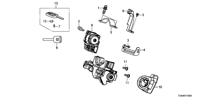 2015 Honda Fit Key Complete, Immobilizer (Main) (Blank) (H-Mark: Chrome Silver) Diagram for 35118-T2A-A30