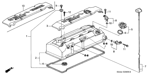2002 Honda S2000 Cap Assembly, Oil Filler Diagram for 15610-PCX-A01