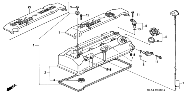 2002 Honda S2000 Dipstick, Oil Diagram for 15650-PCX-006