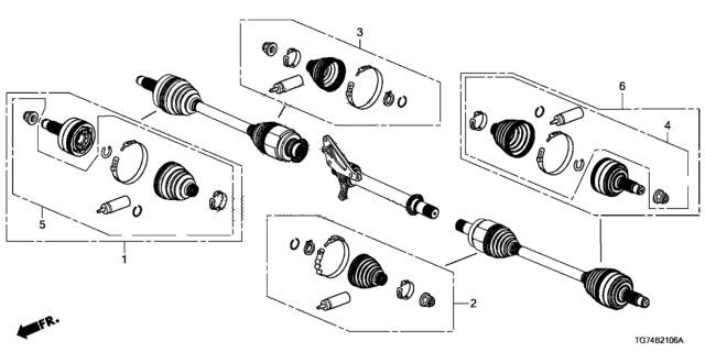 2018 Honda Pilot Front Driveshaft Set Short Parts Diagram