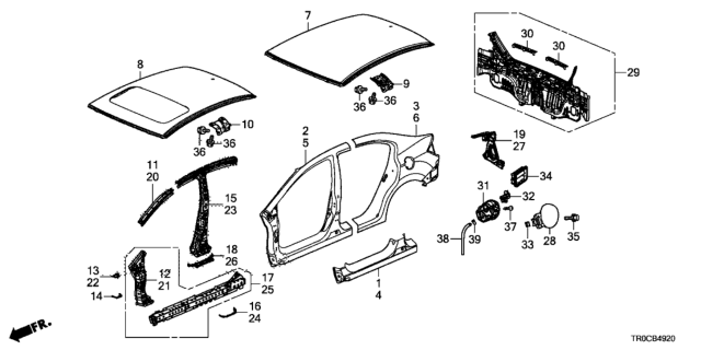 2015 Honda Civic Outer Panel - Rear Panel Diagram