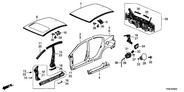 2014 Honda Civic Outer Panel - Rear Panel Diagram