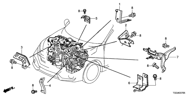 2018 Honda Civic Engine Wire Harness Stay Diagram