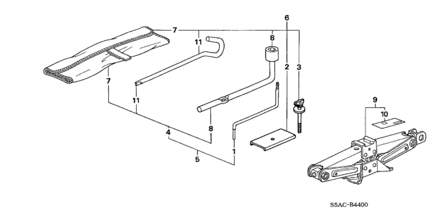 2005 Honda Civic Tools - Jack Diagram