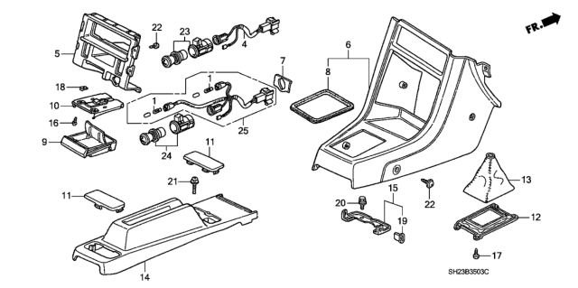 1990 Honda CRX 2 Door HF KH 5MT Console Diagram