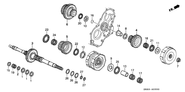 1993 Honda Civic Bearing, Needle (32X38X20) Diagram for 91011-P56-003