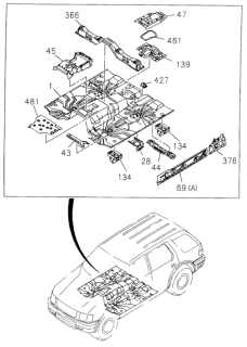 2000 Honda Passport Bracket, L. Body Mounting Diagram for 8-97209-733-0