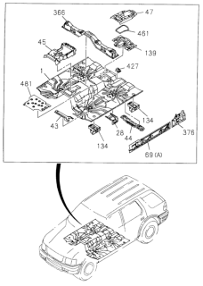 2000 Honda Passport Bar Assy., FR. Seat Mounting Diagram for 8-97225-307-0