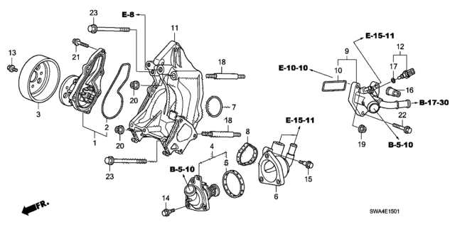 2010 Honda CR-V Water Pump Diagram