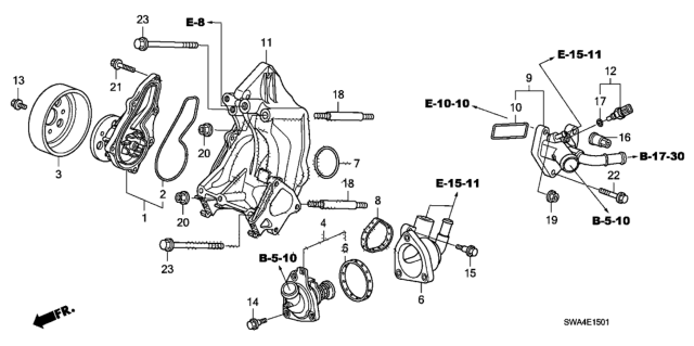 2010 Honda CR-V Passage, Water Diagram for 19410-REZ-A00