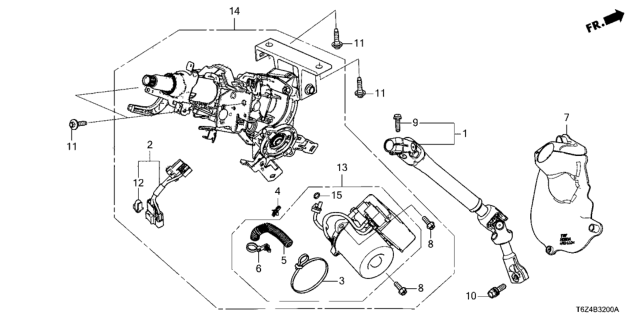 2021 Honda Ridgeline MOTOR, STEERING Diagram for 53281-T6Z-A31