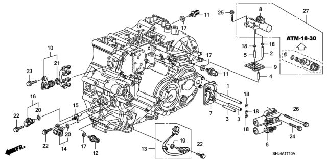 2007 Honda Odyssey Solenoid Set, Lock-Up Diagram for 28020-R36-305