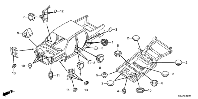 2014 Honda Ridgeline Grommet (Front) Diagram