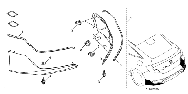 2017 Honda Civic Spoiler - Rear Underbody Diagram