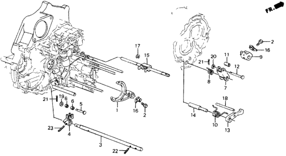 1987 Honda Civic 5 Door DX KA 4AT 4AT Control Lever Diagram