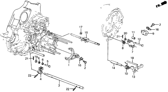 1987 Honda Civic 4AT Control Lever Diagram