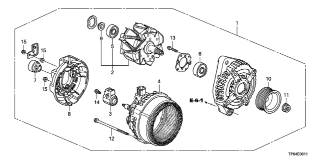 2012 Honda Crosstour Frame Assembly, Rear Stator Diagram for 31108-5J0-A01