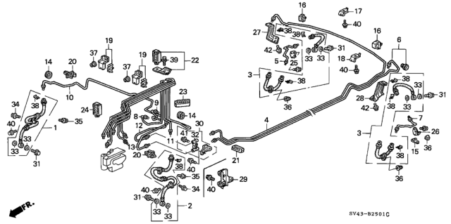 1994 Honda Accord Clip, Brake Pipe Diagram for 46391-SV4-000