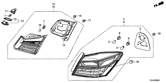 2017 Honda Accord 4 Door EX KA CVT Taillight - License Light Diagram