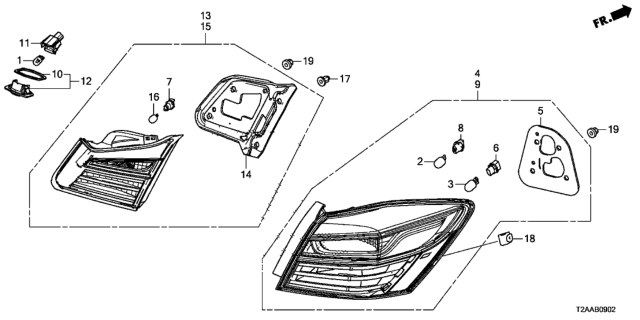 2017 Honda Accord Taillight - License Light Diagram