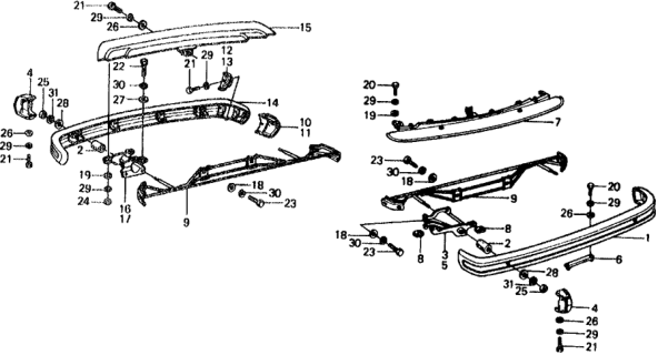 1976 Honda Civic Bumper, FR. Diagram for 62510-634-663