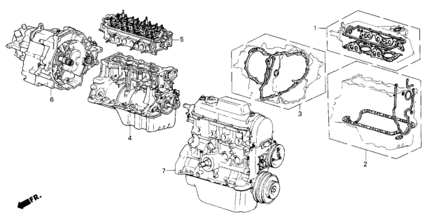 1984 Honda Civic 3 Door ** (1300) KA 4MT Gasket Kit - Engine Assy.  - Transmission Assy. Diagram