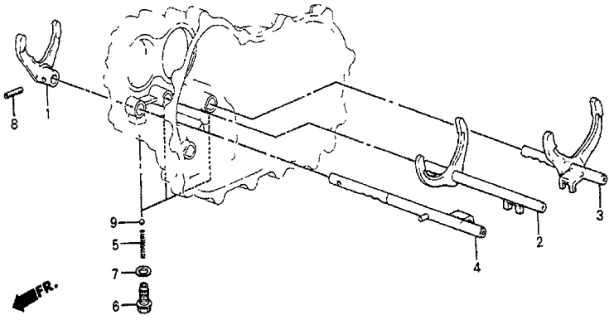 1984 Honda Prelude Fork, Top Gearshift Diagram for 24211-PC8-000