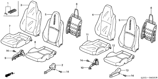 2002 Honda Insight Cover, Right Front Seat Cushion Trim (Graphite Black) Diagram for 81131-S3Y-J01ZB