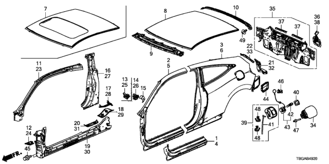 2020 Honda Civic Outer Panel - Rear Panel Diagram