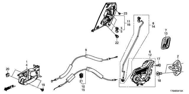 2017 Honda HR-V Rear Door Locks - Outer Handle Diagram