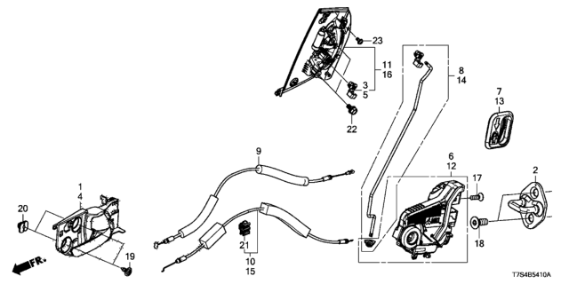 2017 Honda HR-V Handle Assembly, Left Rear Door (Outer) Diagram for 72680-T7W-A01