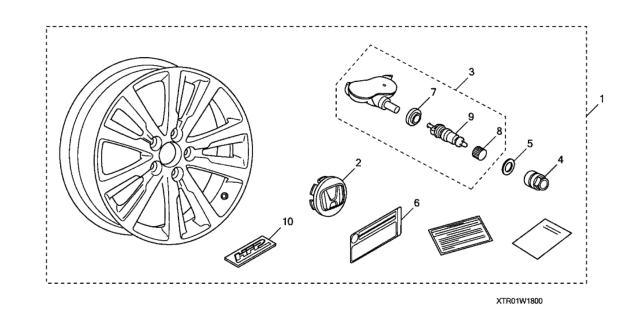2013 Honda Civic 2 Door SI (HPT/NAVIGATION) KA 6MT Alloy Wheel (18") Diagram