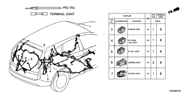 2015 Honda CR-V Electrical Connector (Rear) Diagram