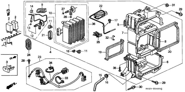 1997 Honda Civic A/C Cooling Unit Diagram