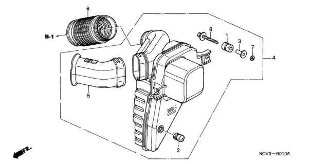 2003 Honda Element Tube A, Air Inlet Diagram for 17251-PZD-A00