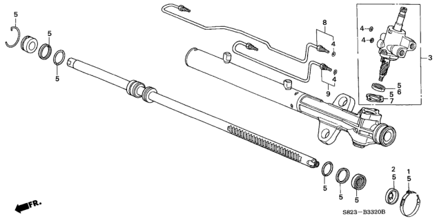 1998 Honda Accord P.S. Gear Box Components Diagram