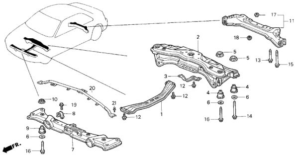 1996 Honda Accord Rear Beam - Cross Beam (V6) Diagram